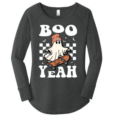 Boo Yeah Halloween Ghost Skateboard Women's Perfect Tri Tunic Long Sleeve Shirt