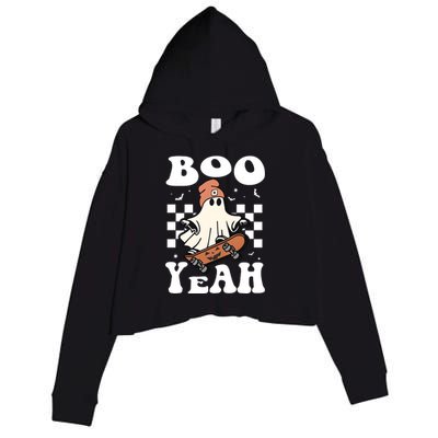 Boo Yeah Halloween Ghost Skateboard Crop Fleece Hoodie