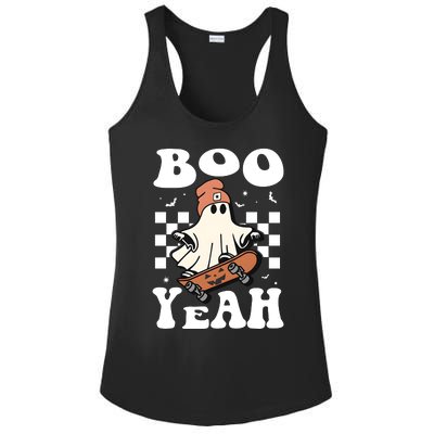 Boo Yeah Halloween Ghost Skateboard Ladies PosiCharge Competitor Racerback Tank