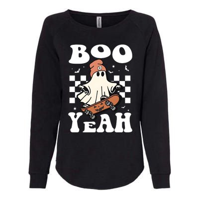 Boo Yeah Halloween Ghost Skateboard Womens California Wash Sweatshirt