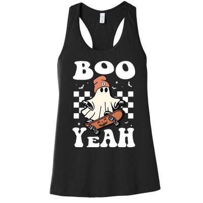 Boo Yeah Halloween Ghost Skateboard Women's Racerback Tank