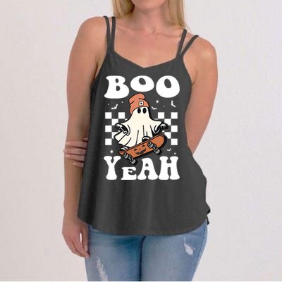 Boo Yeah Halloween Ghost Skateboard Women's Strappy Tank