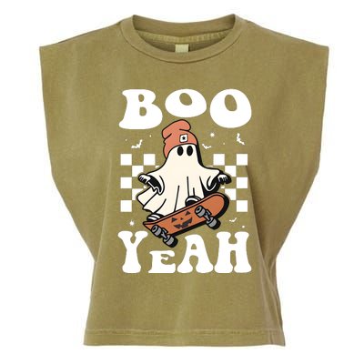 Boo Yeah Halloween Ghost Skateboard Garment-Dyed Women's Muscle Tee