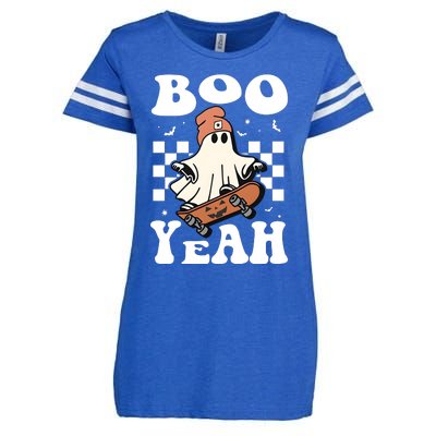 Boo Yeah Halloween Ghost Skateboard Enza Ladies Jersey Football T-Shirt