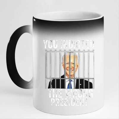 Biden You Indicted The Wrong President Funny 11oz Black Color Changing Mug