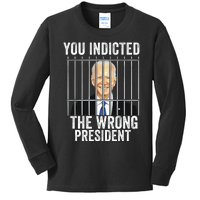 Biden You Indicted The Wrong President Funny Kids Long Sleeve Shirt