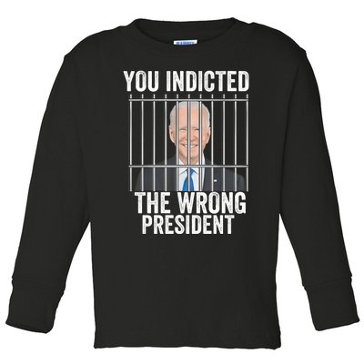 Biden You Indicted The Wrong President Funny Toddler Long Sleeve Shirt