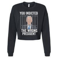 Biden You Indicted The Wrong President Funny Cropped Pullover Crew