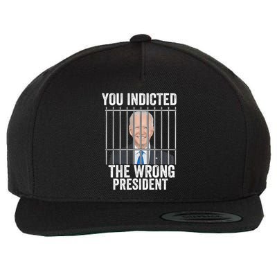 Biden You Indicted The Wrong President Funny Wool Snapback Cap