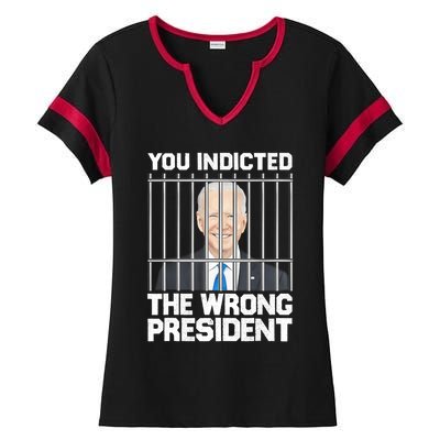 Biden You Indicted The Wrong President Ladies Halftime Notch Neck Tee