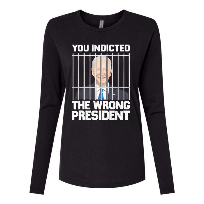 Biden You Indicted The Wrong President Womens Cotton Relaxed Long Sleeve T-Shirt