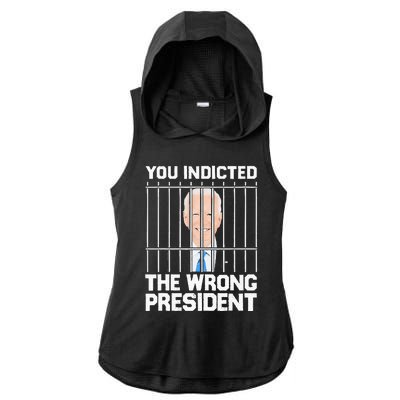 Biden You Indicted The Wrong President Ladies PosiCharge Tri-Blend Wicking Draft Hoodie Tank