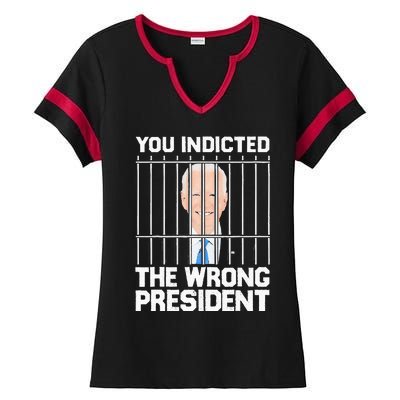 Biden You Indicted The Wrong President Ladies Halftime Notch Neck Tee