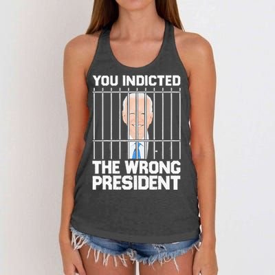 Biden You Indicted The Wrong President Women's Knotted Racerback Tank