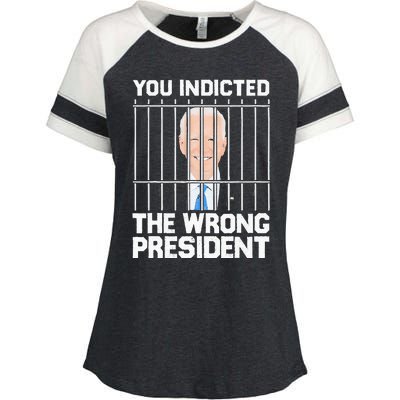 Biden You Indicted The Wrong President Enza Ladies Jersey Colorblock Tee