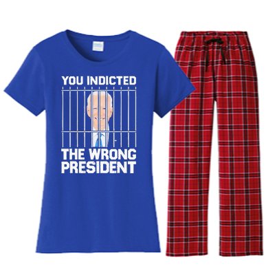 Biden You Indicted The Wrong President Women's Flannel Pajama Set