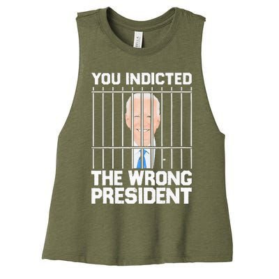 Biden You Indicted The Wrong President Women's Racerback Cropped Tank