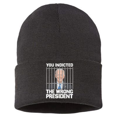 Biden You Indicted The Wrong President Sustainable Knit Beanie