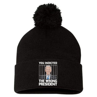 Biden You Indicted The Wrong President Pom Pom 12in Knit Beanie