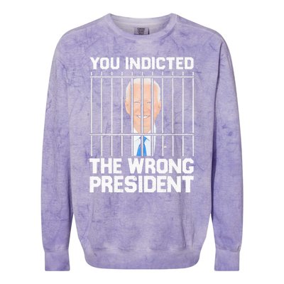 Biden You Indicted The Wrong President Colorblast Crewneck Sweatshirt