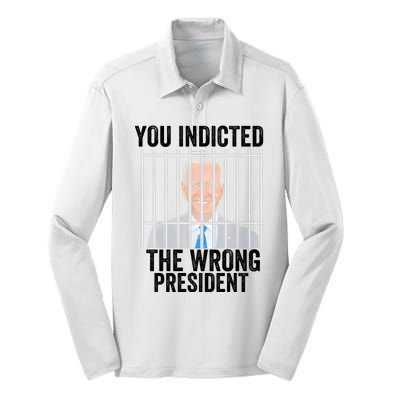 Biden You Indicted The Wrong President Silk Touch Performance Long Sleeve Polo