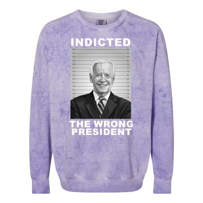 Biden You Indicted The Wrong President Funny Political Colorblast Crewneck Sweatshirt