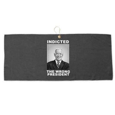 Biden You Indicted The Wrong President Funny Political Large Microfiber Waffle Golf Towel