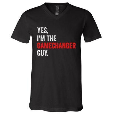 Baseball Yes IM The Gamechanger Guy Funny V-Neck T-Shirt