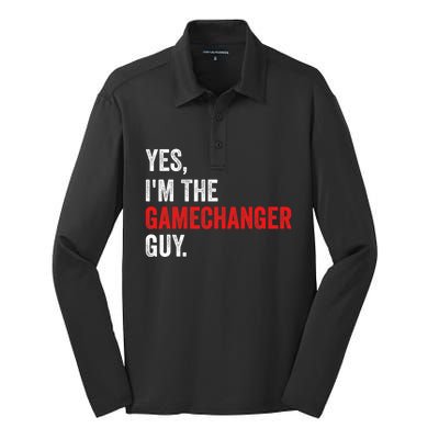 Baseball Yes IM The Gamechanger Guy Funny Silk Touch Performance Long Sleeve Polo