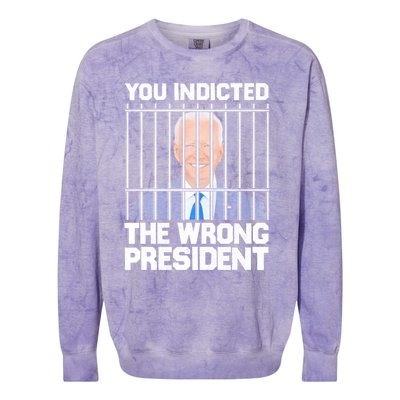 Biden You Indicted The Wrong President Colorblast Crewneck Sweatshirt