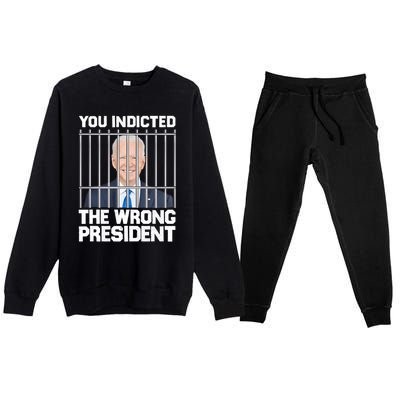 Biden You Indicted The Wrong President Premium Crewneck Sweatsuit Set