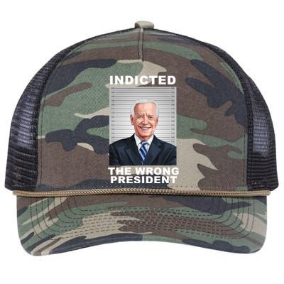 Biden You Indicted The Wrong President Retro Rope Trucker Hat Cap