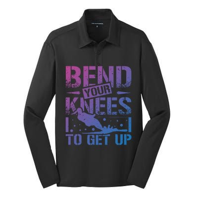 Bend Your Knees Water Skiing Gift Silk Touch Performance Long Sleeve Polo