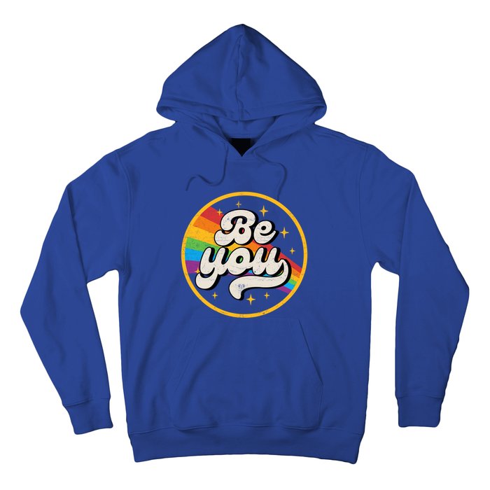 Be You Lgbt Pride Ally Rainbow Flag Retro Vintage Gift Hoodie