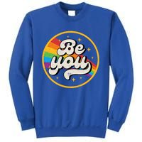 Be You Lgbt Pride Ally Rainbow Flag Retro Vintage Gift Sweatshirt