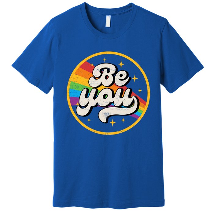 Be You Lgbt Pride Ally Rainbow Flag Retro Vintage Gift Premium T-Shirt