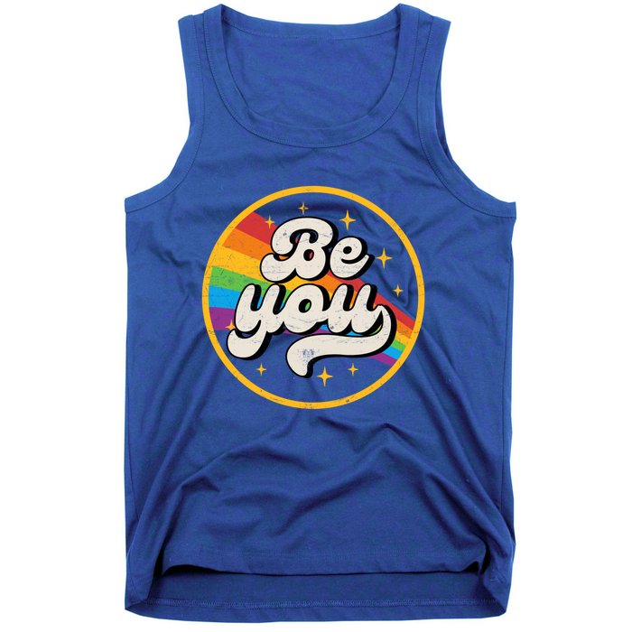 Be You Lgbt Pride Ally Rainbow Flag Retro Vintage Gift Tank Top