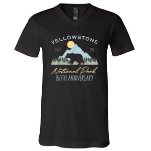 Bear Y.e.ll.o.w.s.to.ne National Park Funny 150th Anniversary V-Neck T-Shirt