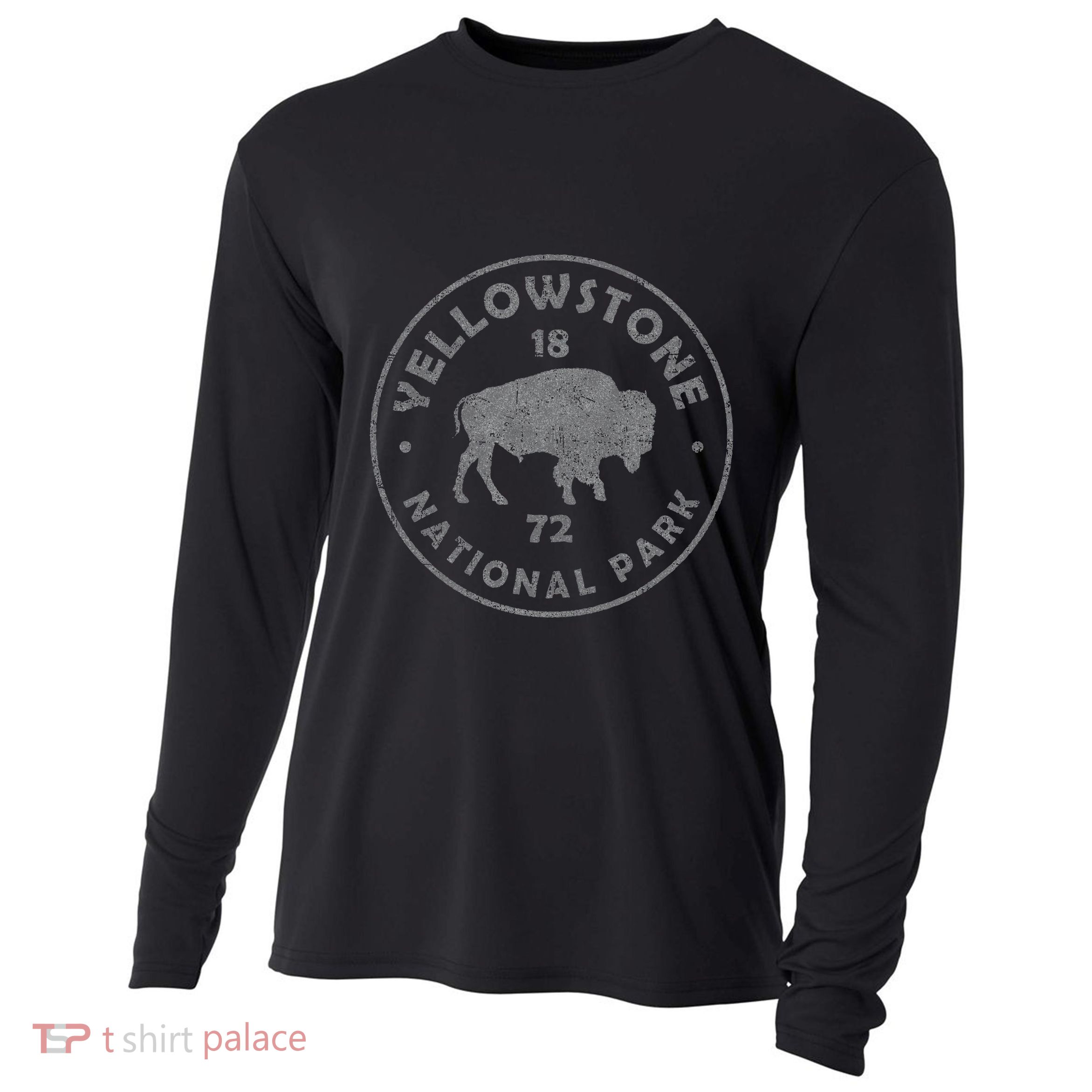 Bison Yellowstone National Park 1872 Hiking Souvenir Cooling Performance Long Sleeve Crew