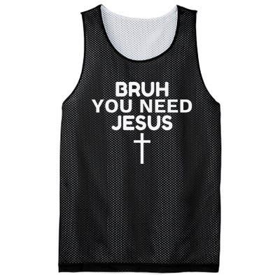 Bruh You Need Jesus Funny Christian Mesh Reversible Basketball Jersey Tank