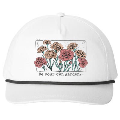 Be Your Own Garden Floral Quote Snapback Five-Panel Rope Hat