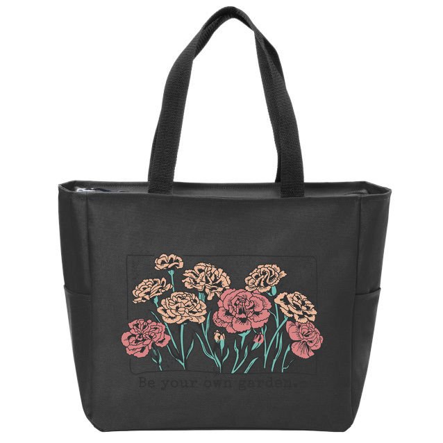 Be Your Own Garden Floral Quote Zip Tote Bag