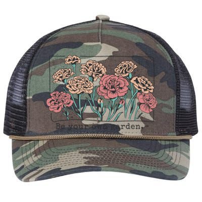 Be Your Own Garden Floral Quote Retro Rope Trucker Hat Cap