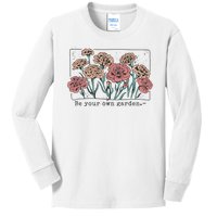 Be Your Own Garden Floral Quote Kids Long Sleeve Shirt