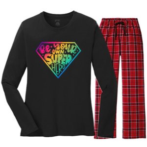 Be Your Own Super Hero Motivational Women's Long Sleeve Flannel Pajama Set 