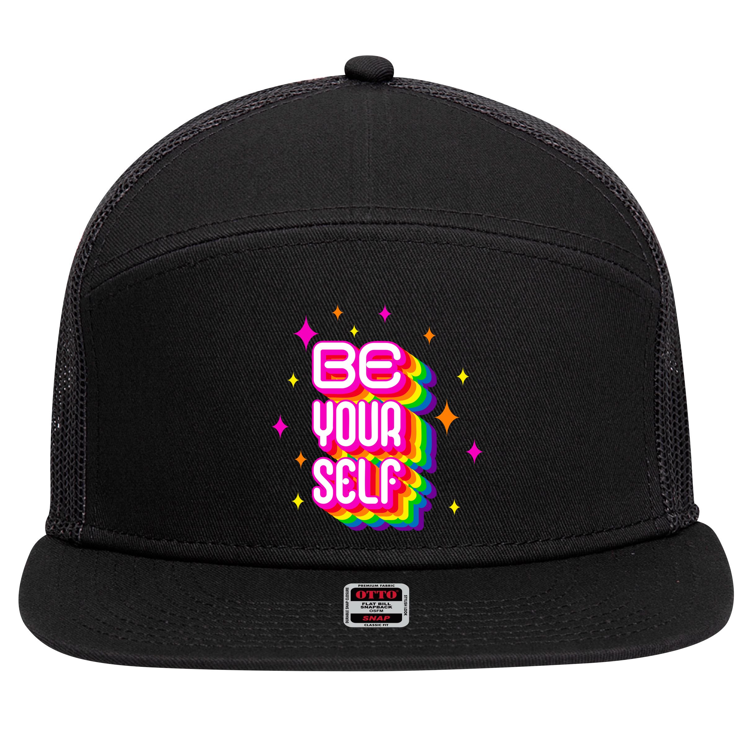 Be Yourself Pride Month Celebration 7 Panel Mesh Trucker Snapback Hat