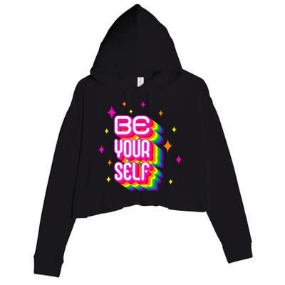 Be Yourself Pride Month Celebration Crop Fleece Hoodie