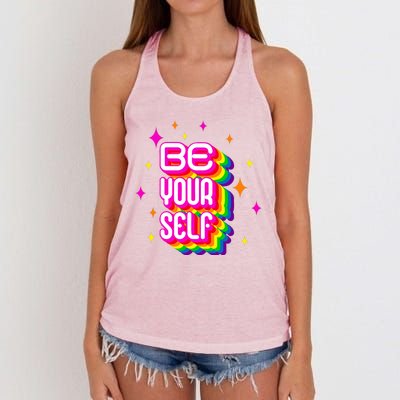 Be Yourself Pride Month Celebration Women's Knotted Racerback Tank