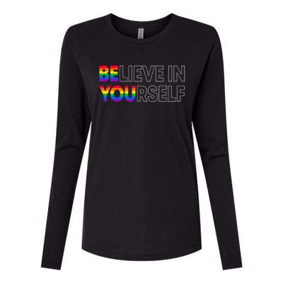 Be You Pride Lgbtq Gay Lgbt Ally Rainbow Typography Gift Womens Cotton Relaxed Long Sleeve T-Shirt