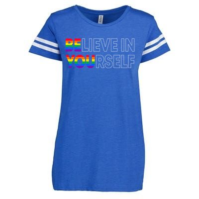 Be You Pride Lgbtq Gay Lgbt Ally Rainbow Typography Gift Enza Ladies Jersey Football T-Shirt